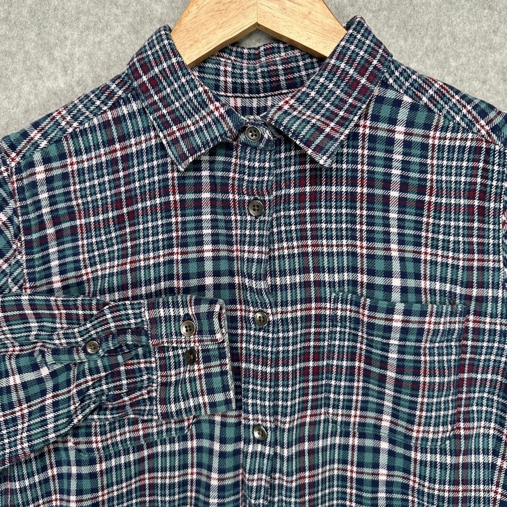 Woolrich Pemberton Plaid Flannel Button Up Shirt Women's Medium Blue Green Red
